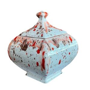 Vintage 1970s Dot Young Flame Speckled Glaze Lidded Studio Art Pottery Piece